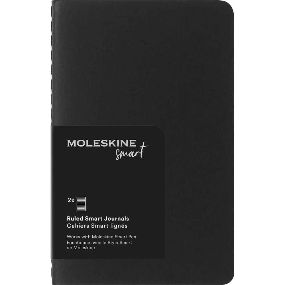 imageMoleskine Smart Cahier Journal Soft Cover Pocket 35quot x 55quot RuledLined Black 56 Pages  Compatible w Moleskine Smart Pen