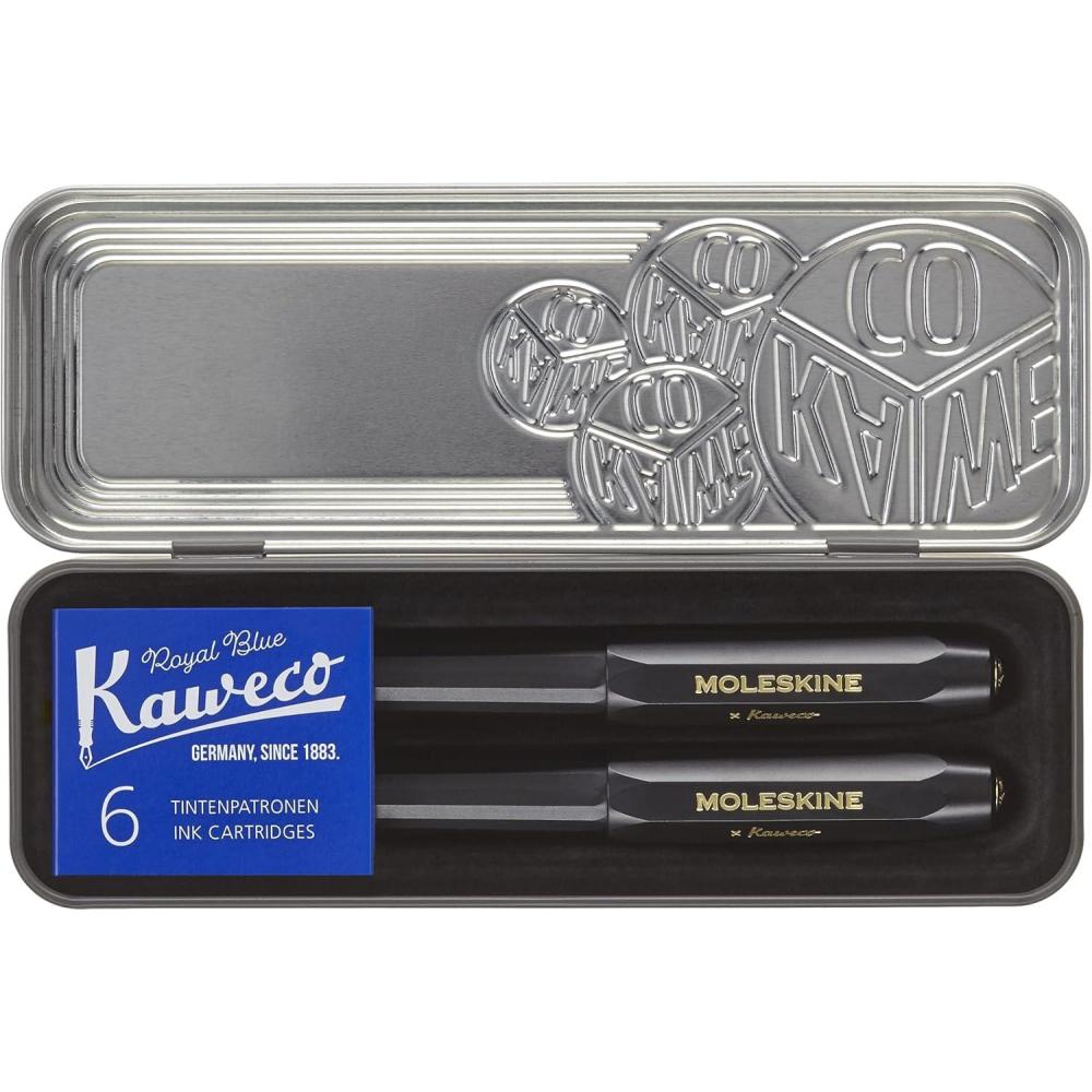 imageMoleskine x Kaweco Fountain Pen and Ballpen Set Medium Nib10mm Point Black with Blue Ink