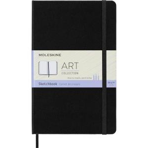 Moleskine Art Sketchbook, Hard Cover, Large (5″ x 8.25″) Plain/Blank, Black, 104 Pages