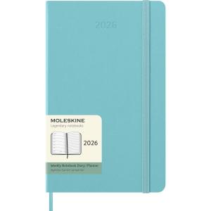 Moleskine Classic 12 Month 2026 Weekly Planner, Hard Cover, Large (5″ x 8.25″), Aquamarine, 144 pages