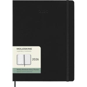 Moleskine Classic 12 Month 2026 Weekly Planner, Hard Cover, XL (7.5″ x 9.75″), Black, 144 pages