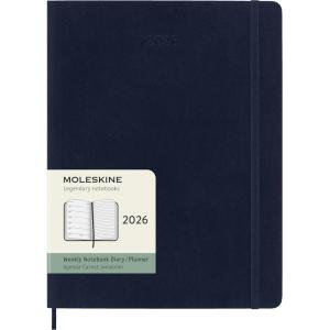 Moleskine Classic 12 Month 2026 Weekly Planner, Soft Cover, XL (7.5″ x 9.75″), Sapphire Blue, 144 pages