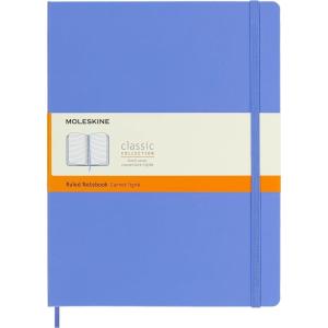 Moleskine Classic Notebook, Hard Cover, XL (7.5″ x 9.5″) Ruled/Lined, Hydrangea Blue, 192 Pages