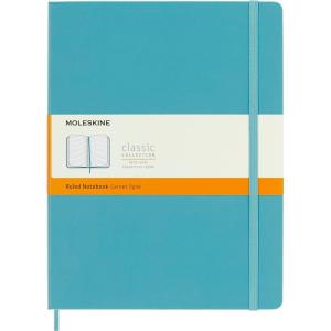 Moleskine Classic Notebook, Hard Cover, XL (7.5″ x 9.5″) Ruled/Lined, Reef Blue, 192 Pages