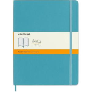 Moleskine Classic Notebook, Soft Cover, XL (7.5″ x 9.5″) Ruled/Lined, Reef Blue, 192 Pages
