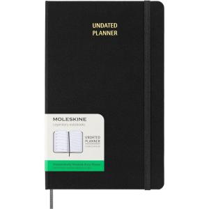 Moleskine Classic Weekly Undated Planner, Hard Cover, Large (5″ x 8.25″), Black, 288 pages(Black (gold foil))