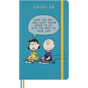 Moleskine Limited Edition Peanuts ‘Charlie & Lucy’ 18 Month 2025-2026 Weekly Planner, Hard Cover, Large (5″ x 8.25″), Reef Blue, 208 pages