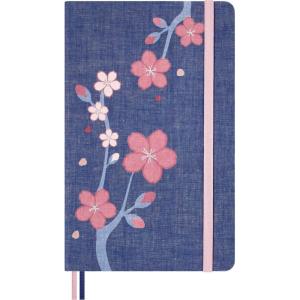 Moleskine Limited Edition Sakura 2025 Notebook, Hard Cover, Large (5″ x 8.25″), Ruled, Cherry Blossoms, 176 pages, Dark Blue