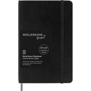 Moleskine Smart Notebook, Large, Plain, Sapphire Blue, Soft Cover (5 x 8.25)(Black)