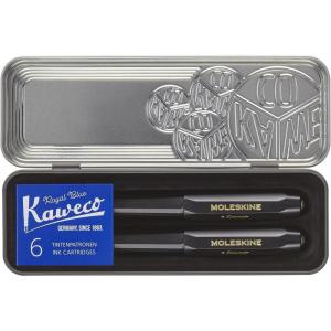Moleskine x Kaweco, Fountain Pen and Ballpen Set, Medium Nib/1.0mm Point, Black with Blue Ink