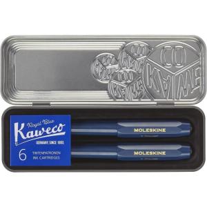 Moleskine x Kaweco, Fountain Pen and Ballpen Set, Medium Nib/1.0mm Point, Blue with Blue Ink(Blue)