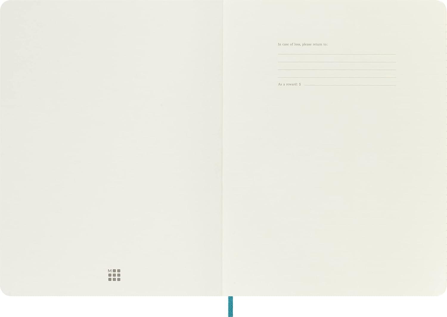 imageMoleskine Classic Notebook Soft Cover XL 75quot x 95quot PlainBlank Reef Blue 192 Pages