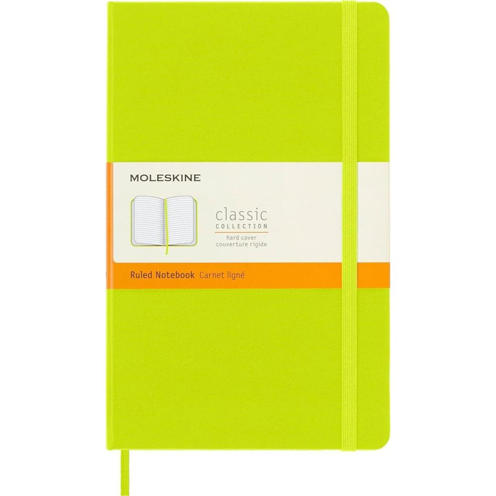 imageMoleskine Classic Notebook Hard Cover Large 5quot x 825quot RuledLined Lemon Green 240 Pages