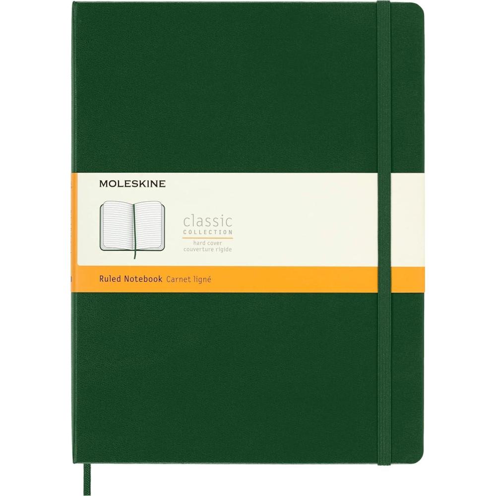 imageMoleskine Classic Notebook Hard Cover XL 75quot x 95quot RuledLined Myrtle Green 192 Pages