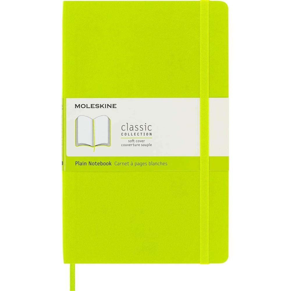 imageMoleskine Classic Notebook Soft Cover Large 5quot x 825quot PlainBlank Lemon Green 192 Pages