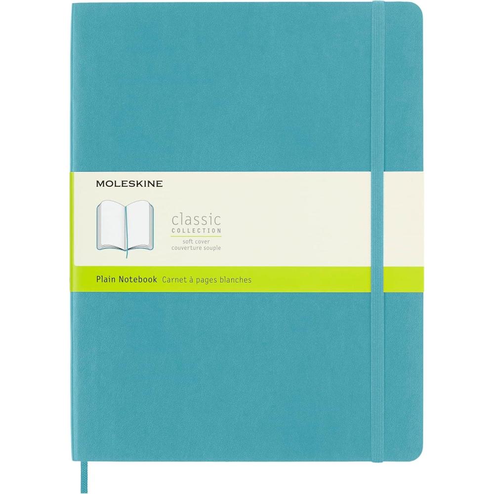 imageMoleskine Classic Notebook Soft Cover XL 75quot x 95quot PlainBlank Reef Blue 192 Pages