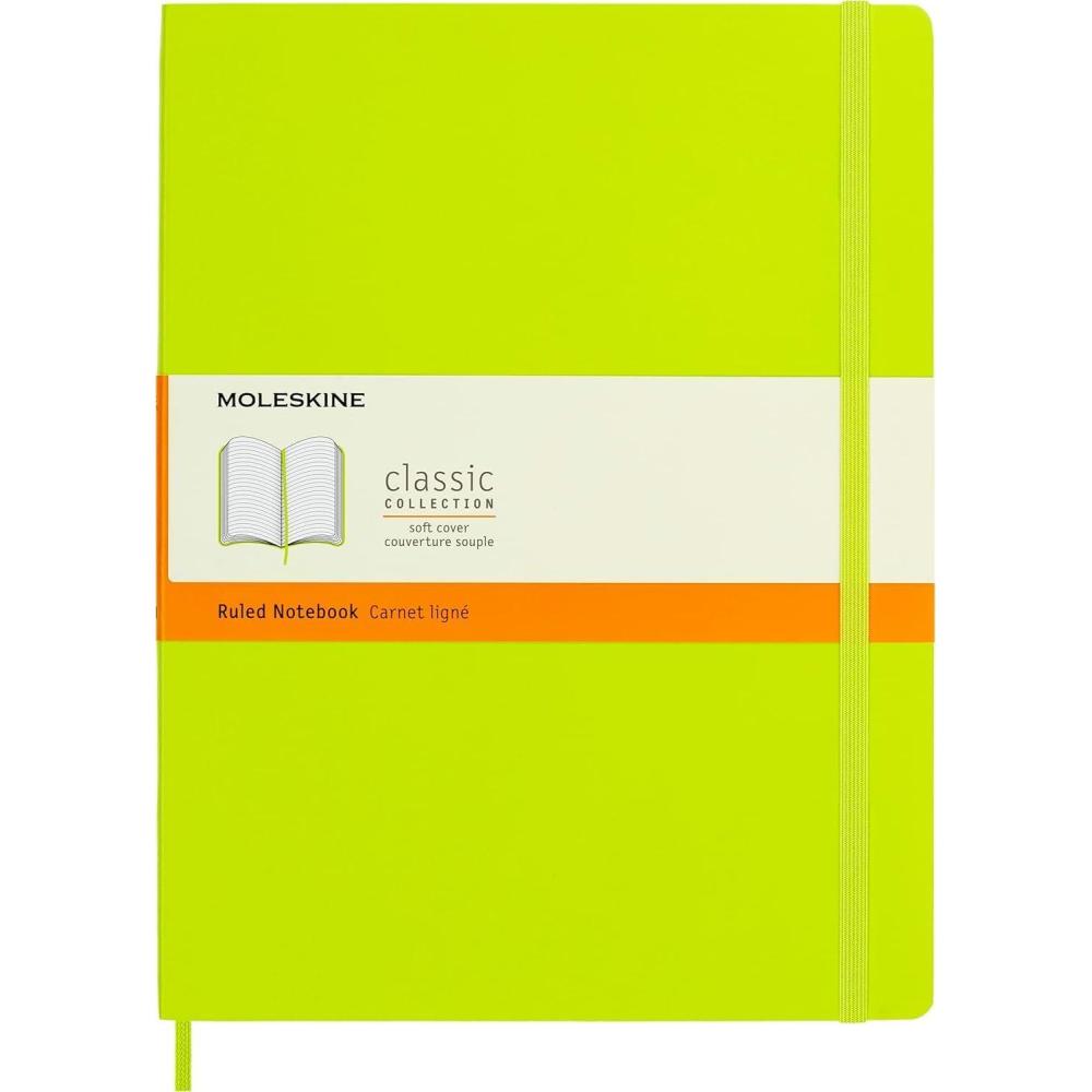 imageMoleskine Classic Notebook Soft Cover XL 75quot x 95quot RuledLined Lemon Green 192 Pages