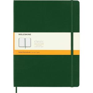 Moleskine Classic Notebook, Hard Cover, XL (7.5″ x 9.5″) Ruled/Lined, Myrtle Green, 192 Pages