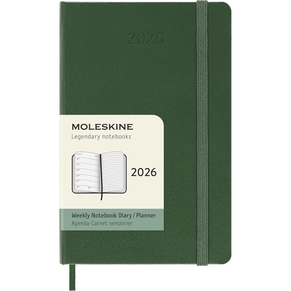 imageMoleskine Classic 12 Month 2026 Weekly Planner Hard Cover Pocket 35quot x 55quot Myrtle Green 144 pages