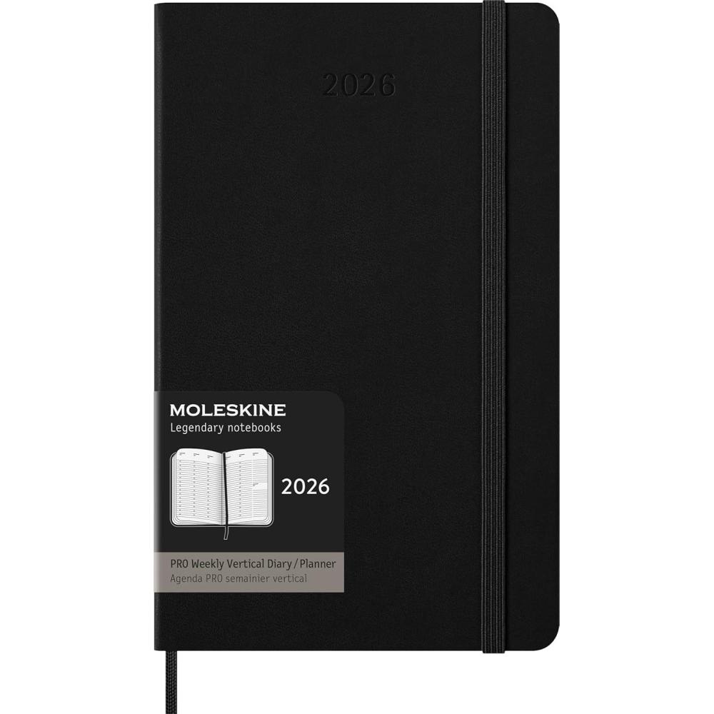 imageMoleskine PRO 12 Month 2026 Weekly Vertical Planner Hard Cover Large 5quot x 825quot Black 288 pages