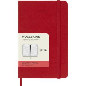 Moleskine Classic 12 Month 2026 Daily Planner, Hard Cover, Pocket (3.5″ x 5.5″), Scarlet Red, 400 pages