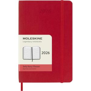 Moleskine Classic 12 Month 2026 Daily Planner, Soft Cover, Pocket (3.5″ x 5.5″), Scarlet Red, 400 pages