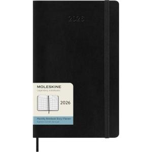 Moleskine Classic 12 Month 2026 Monthly Planner, Soft Cover, Large (5″ x 8.25″), Black, 128 pages
