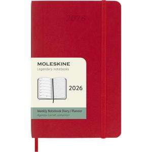 Moleskine Classic 12 Month 2026 Weekly Planner, Soft Cover, Pocket (3.5″ x 5.5″), Scarlet Red, 144 pages