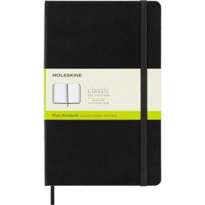Moleskine Classic Notebook, Large, Plain, Black, Hard Cover (5 x 8.25)