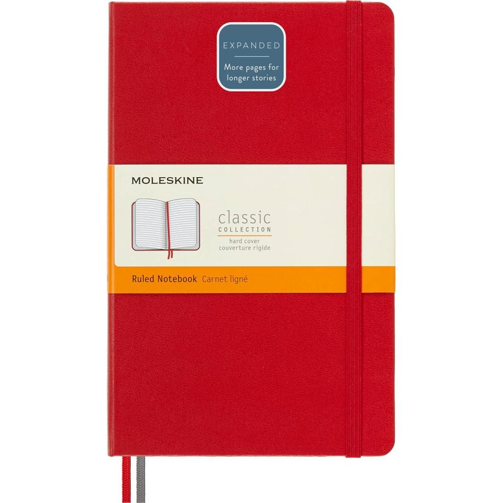 imageMoleskine Classic Expanded Notebook Hard Cover Large 5 x 825 RuledLined Red 400 Pages