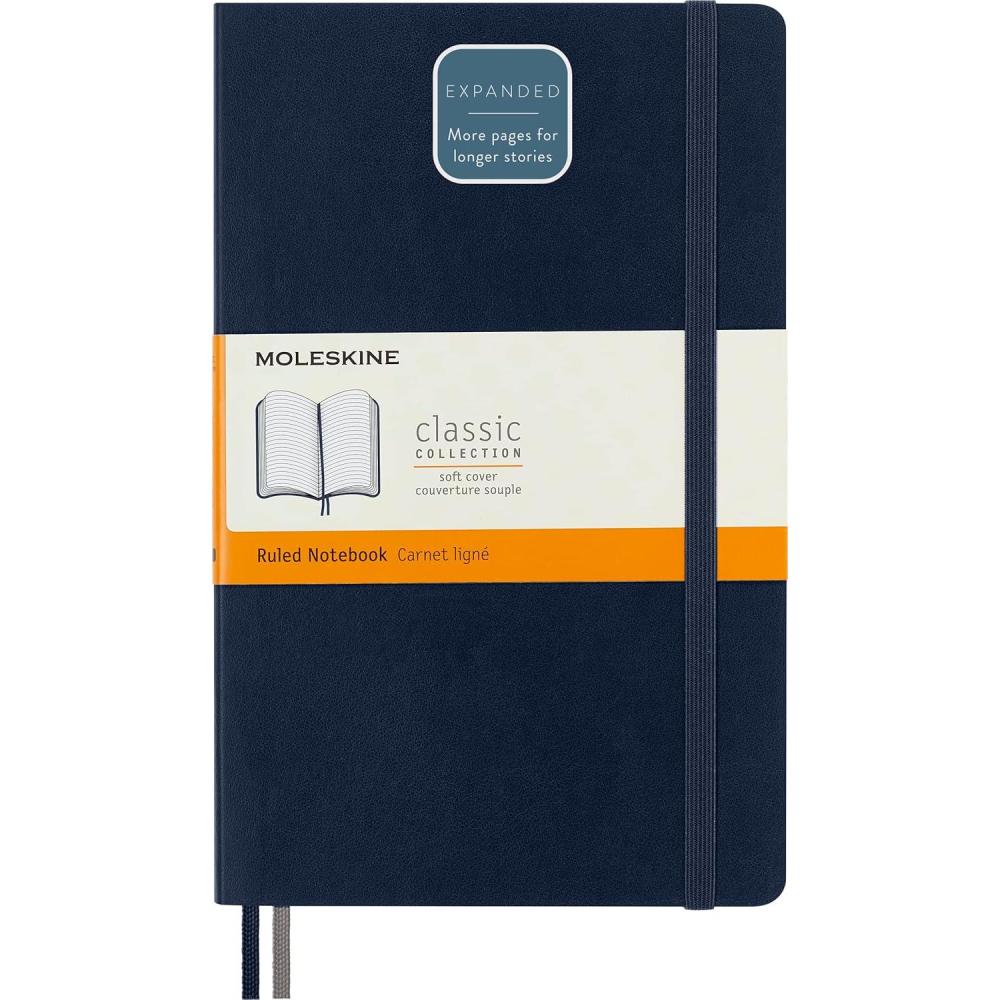imageMoleskine Classic Expanded Notebook Soft Cover Large 5 x 825 RuledLined Sapphire Blue 400 Pages red