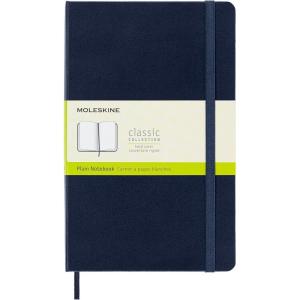 Moleskine Classic Notebook, Hard Cover, Large (5″ x 8.25″) Plain/Blank, Sapphire Blue, 240 Pages