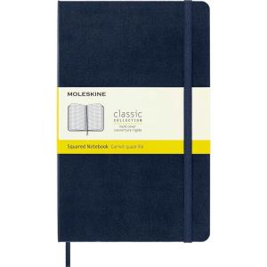 Moleskine Classic Notebook, Hard Cover, Large (5″ x 8.25″) Squared/Grid, Sapphire Blue, 240 Pages