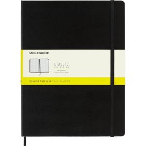 Moleskine Classic Notebook, Hard Cover, XL (7.5″ x 9.5″) Squared/Grid, Black, 192 Pages