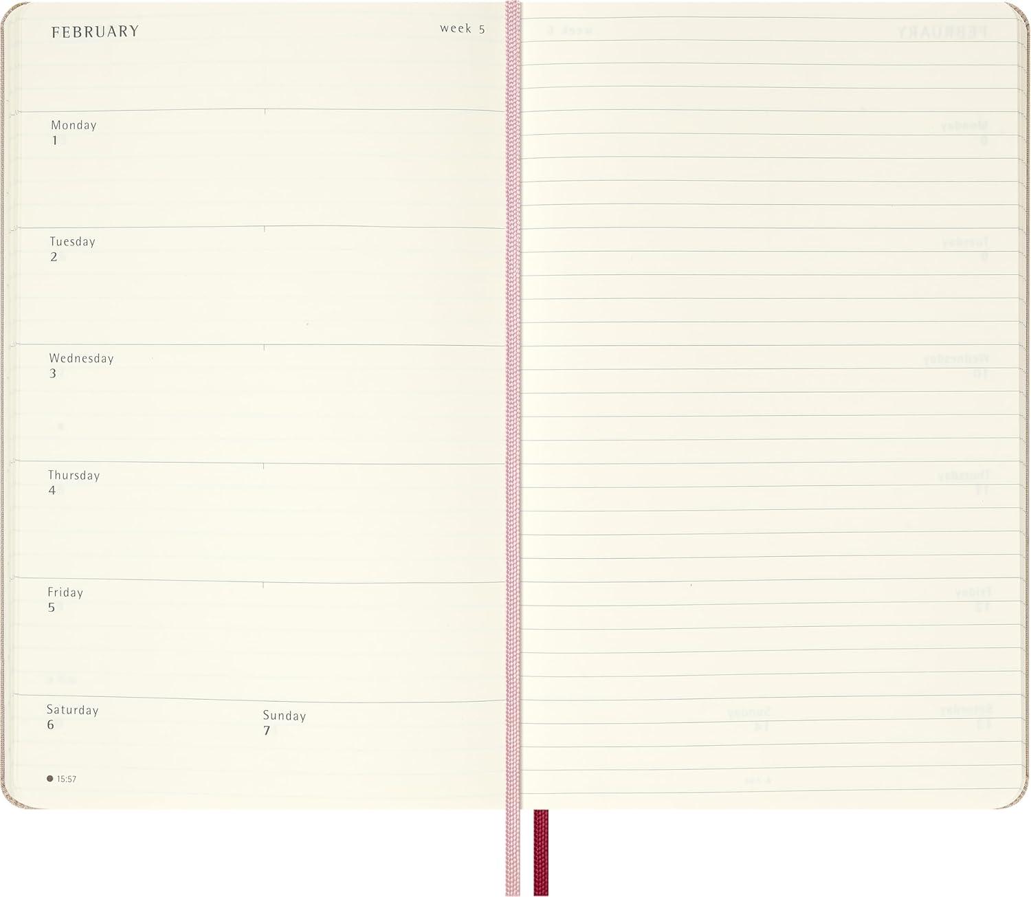 imageMoleskine Limited Edition Sakura 18 Month 20262027 Weekly Planner Hard Cover Large 5 x 825 Pink with Gold Accents 208 pages