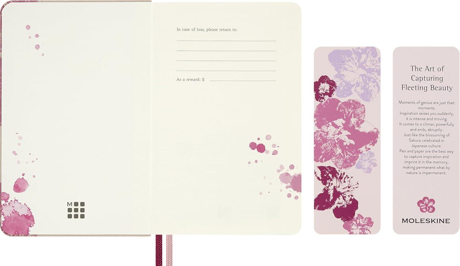 imageMoleskine Limited Edition Sakura 2026 Blossom Notebook Hard Cover Pocket 35 x 55 RuledLined Pink with Gold Accents 160 pages