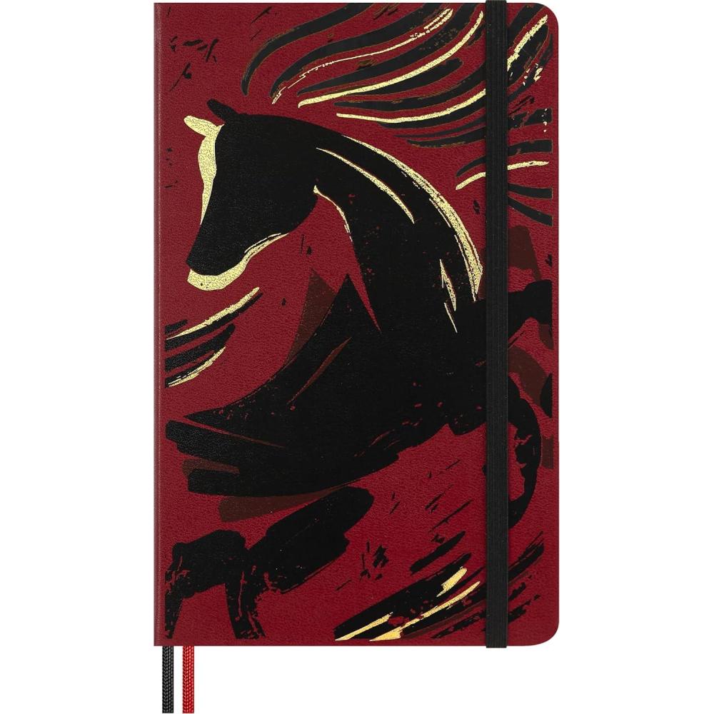 imageMoleskine Limited Edition Year of the Horse 2026 Woodcut Notebook Hard Cover Large 5 x 825 RuledLined Autumn Red 176 pages