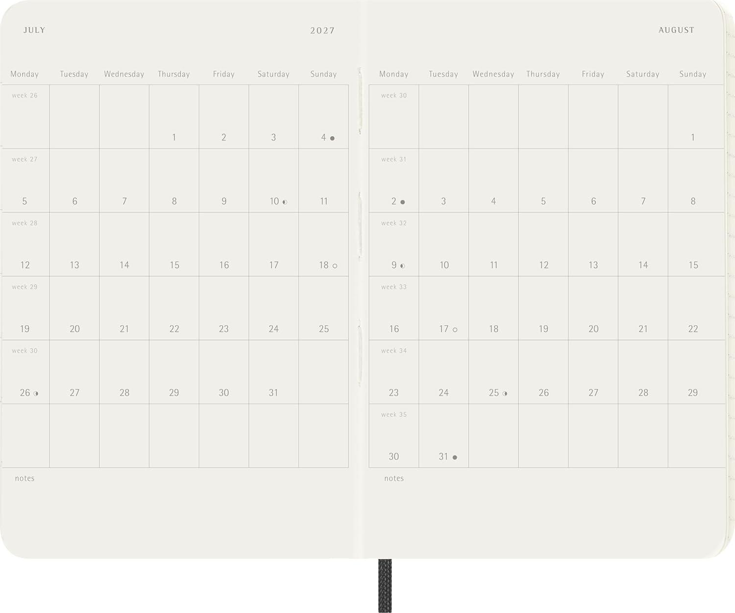 imageMoleskine Classic 18 Month 20262027 Weekly Planner Soft Cover Pocket 35 x 55 Black 208 pages